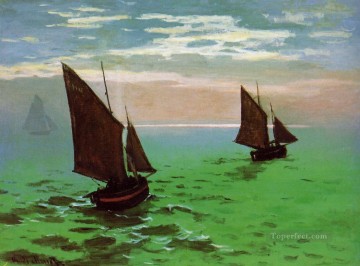  Pesca Arte - Barcos de pesca en el mar Claude Monet